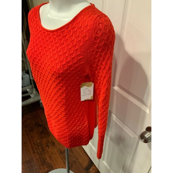 J. Crew Red Cable Knit Sweater, Size Small - Picture 2 of 5